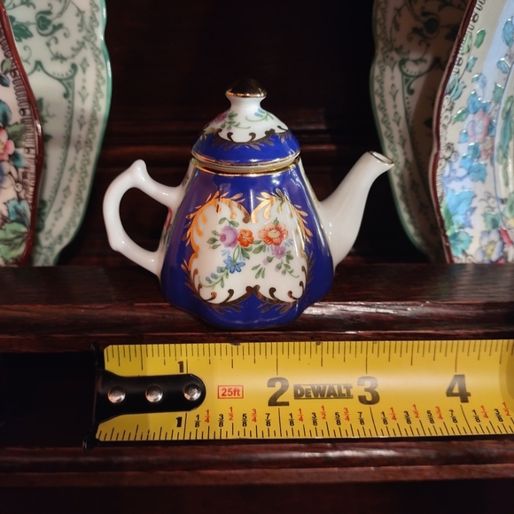 EUC Miniature Cobalt Floral Teapot - Picture 10 of 11